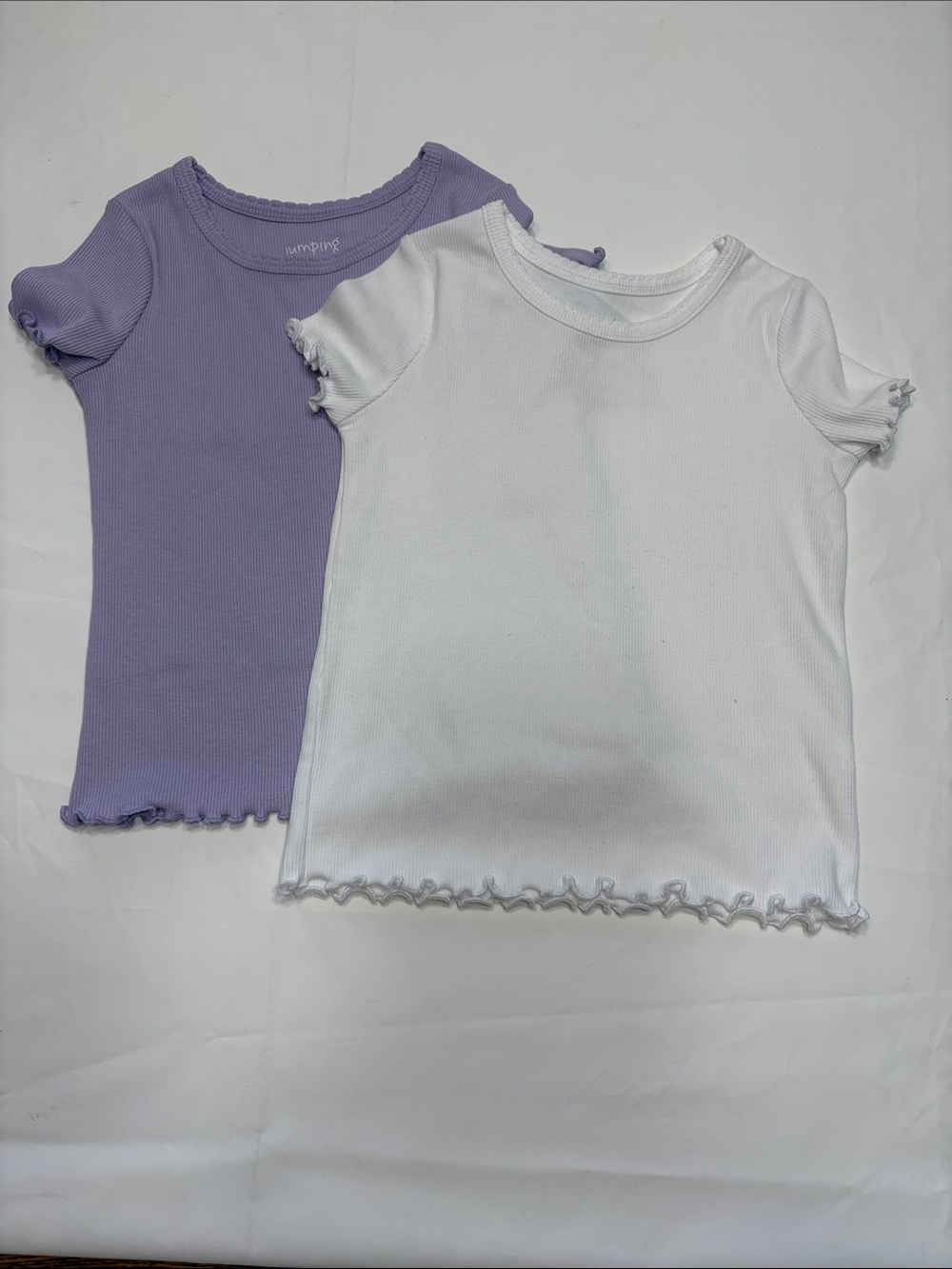 Jumping beans Kids Short Sleeve Ribbed Tee - White & Lavender sz 5T